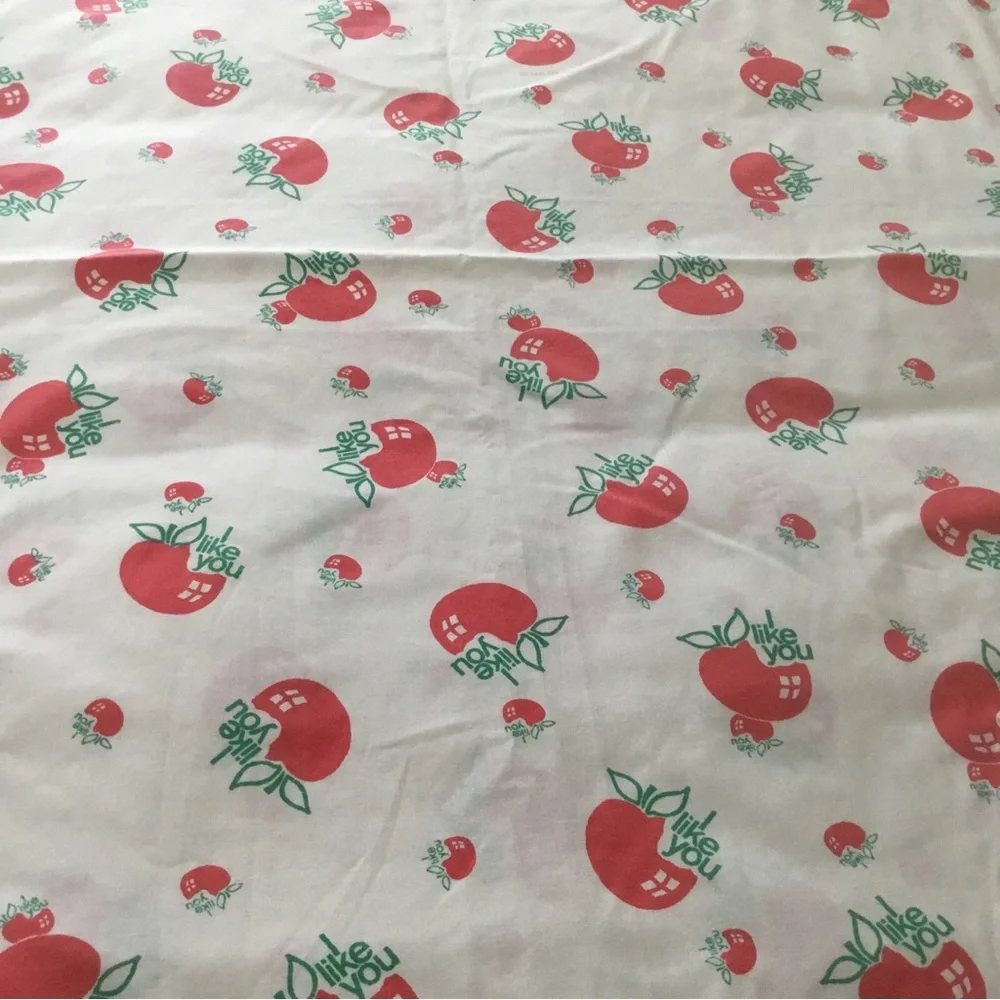 Sears Twin Top Sheet I LIKE YOU Apple Vintage 1974 67 x 94” MFG FLAW